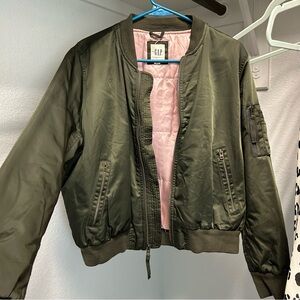 GAP Olive Jacket with Pink Lining